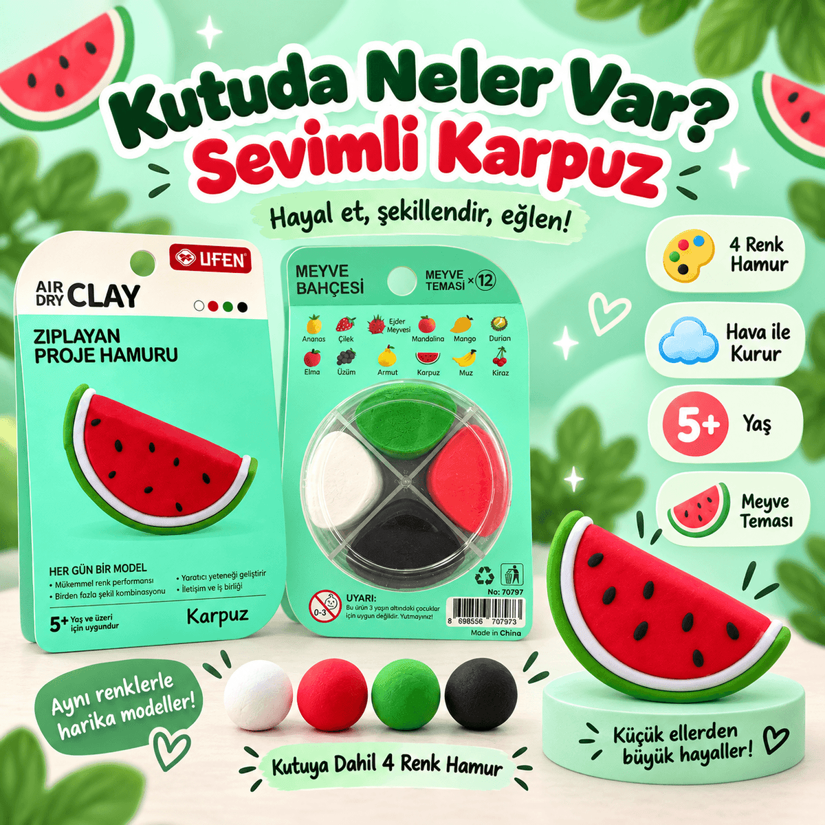 Luvoon™ Karpuz Zıplayan Proje Hamuru