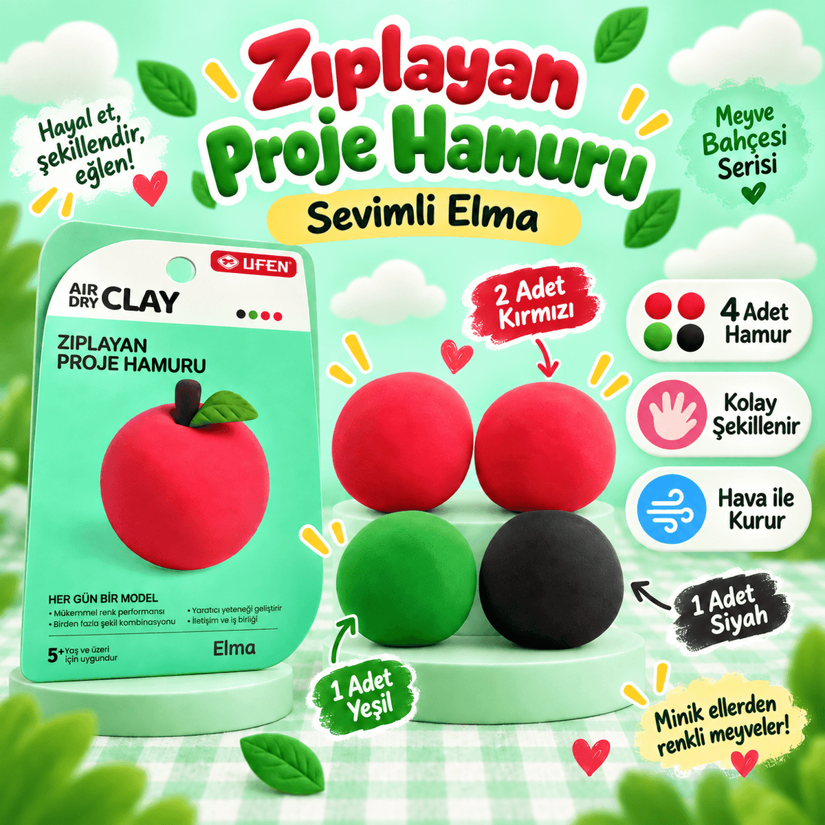 Luvoon™ Elma Zıplayan Proje Hamuru