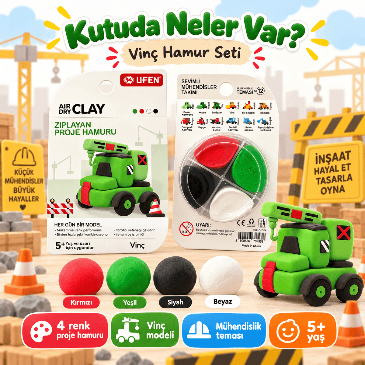 Luvoon™ Vinç Zıplayan Proje Hamuru