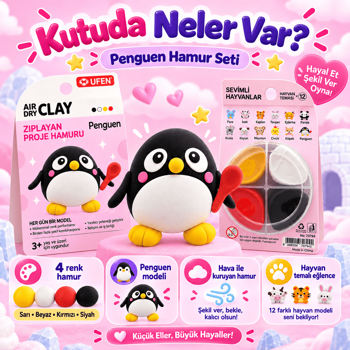 Luvoon™ Penguen Zıplayan Proje Hamuru