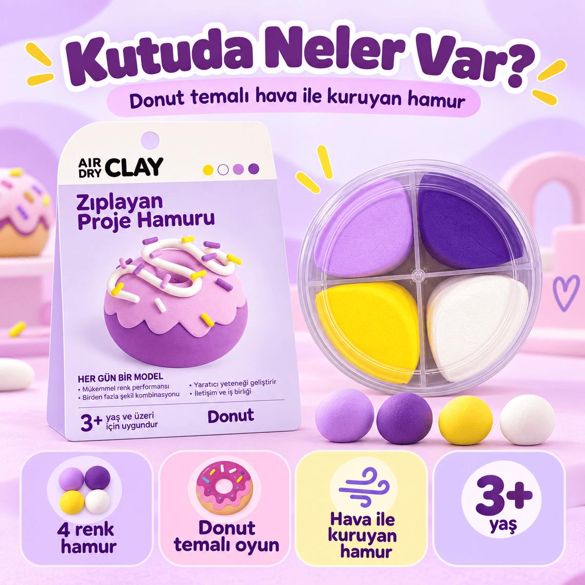 Luvoon™ Donut Zıplayan Proje Hamuru