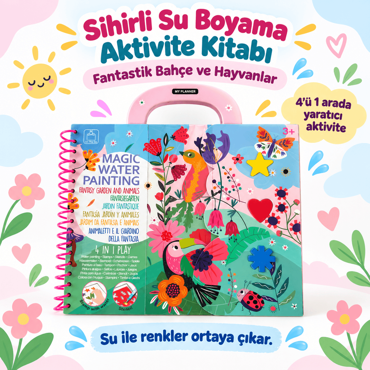 Luvoon™ Fantastik Bahçe ve Hayvanlar Sihirli Su Boyama Kitabı