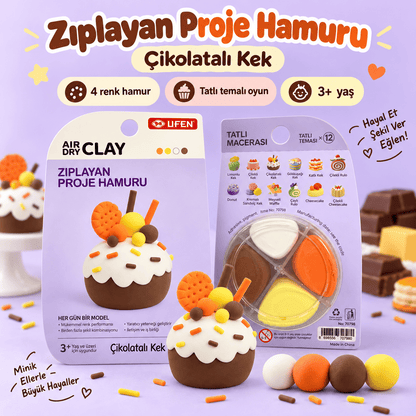 Luvoon™ Çikolatalı Kek Zıplayan Proje Hamuru