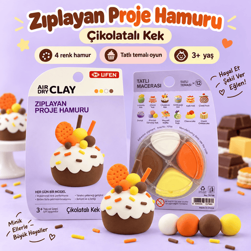 Luvoon™ Çikolatalı Kek Zıplayan Proje Hamuru