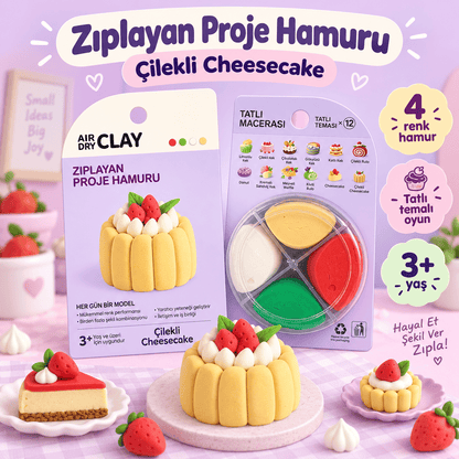 Luvoon™ Çilekli Cheesecake Zıplayan Proje Hamuru