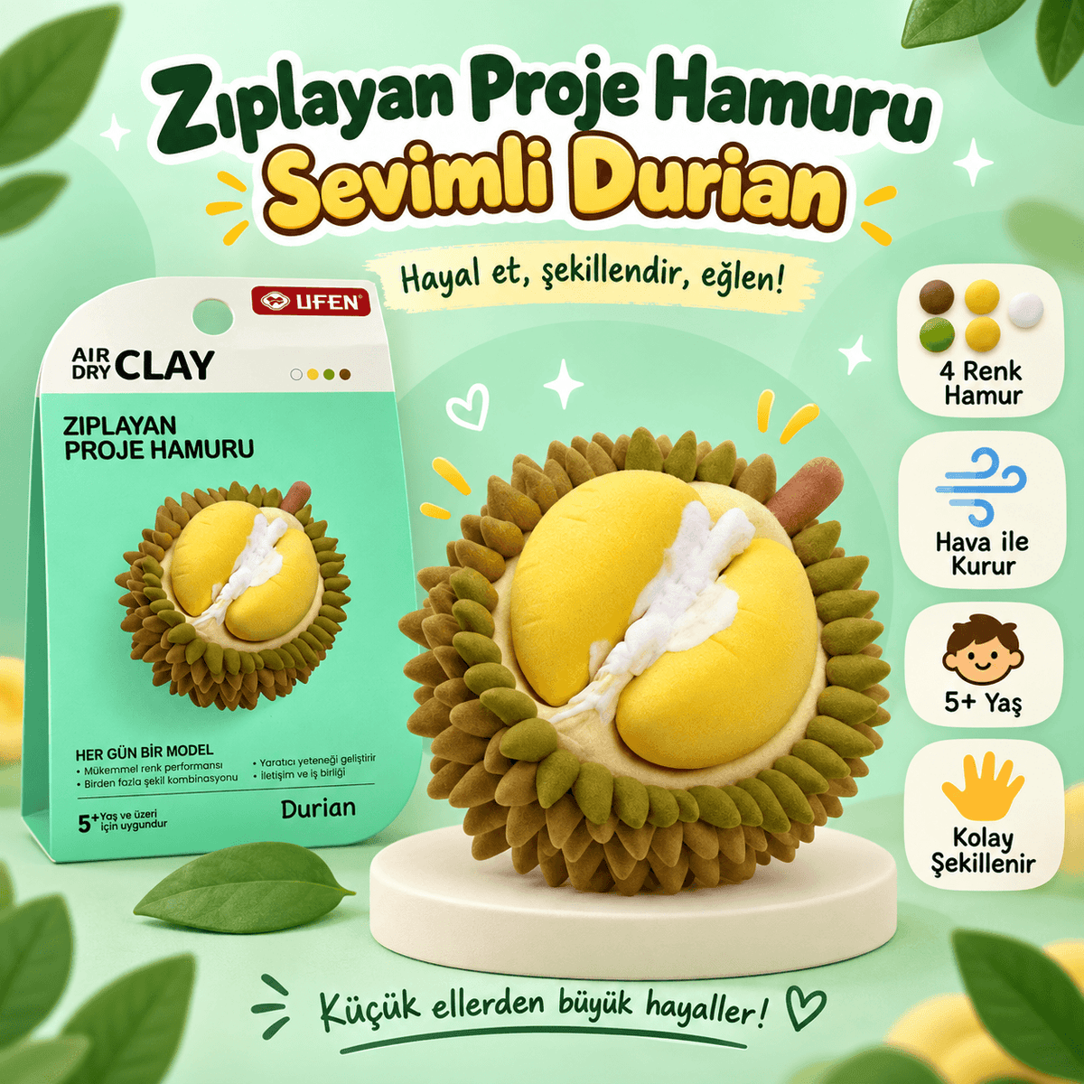 Luvoon™ Durian Zıplayan Proje Hamuru