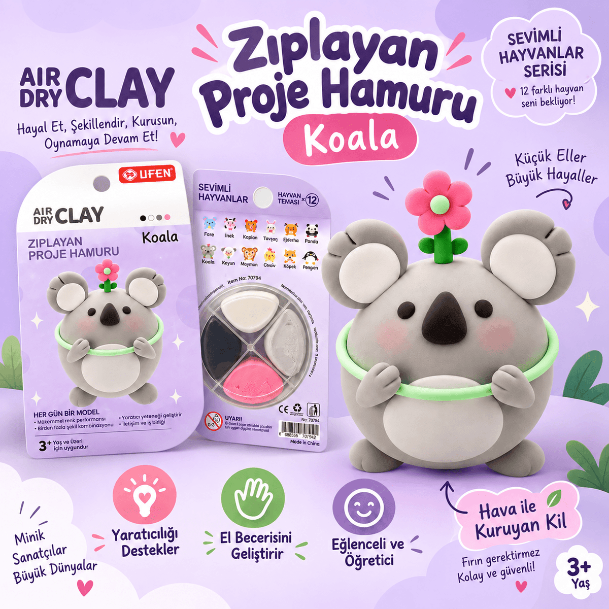 Luvoon™ Koala Zıplayan Proje Hamuru