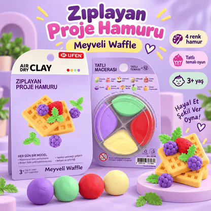 Luvoon™ Meyveli Waffle Zıplayan Proje Hamuru