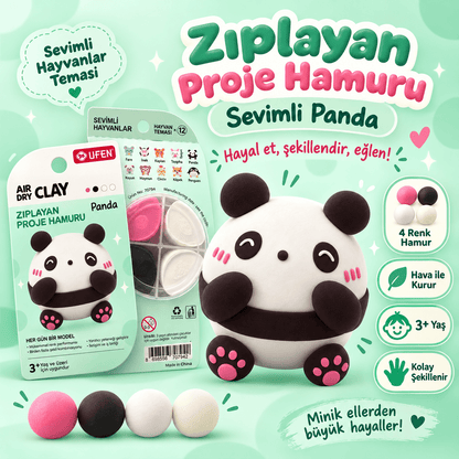 Luvoon™ Sevimli Panda Zıplayan Proje Hamuru