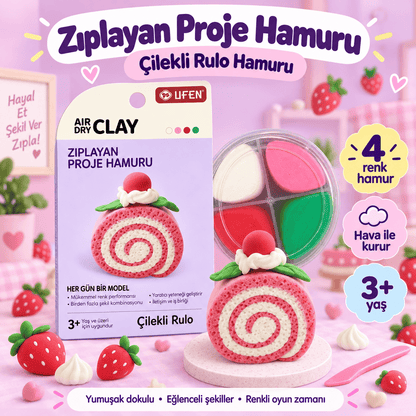 Luvoon™ Çilekli Rulo Zıplayan Proje Hamuru