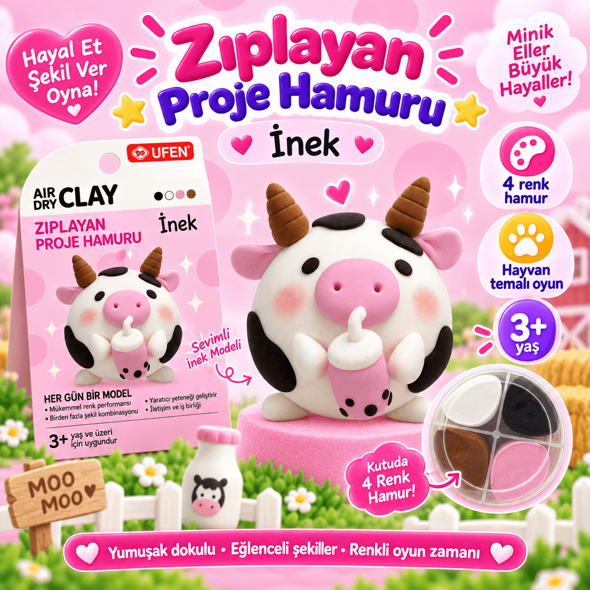 Luvoon™ İnek Zıplayan Proje Hamuru