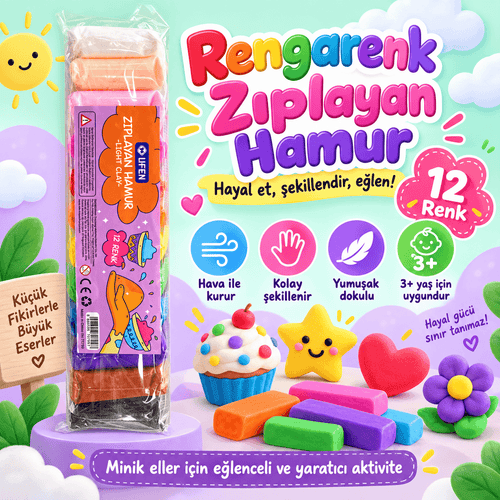Luvoon™ 12 Renk Zıplayan Proje Hamuru