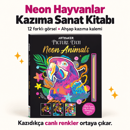 Luvoon™ Neon Hayvanlar Kazıma Sanat Kitabı