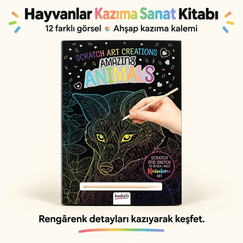 Luvoon™ Renkli Hayvanlar Kazıma Sanat Kitabı
