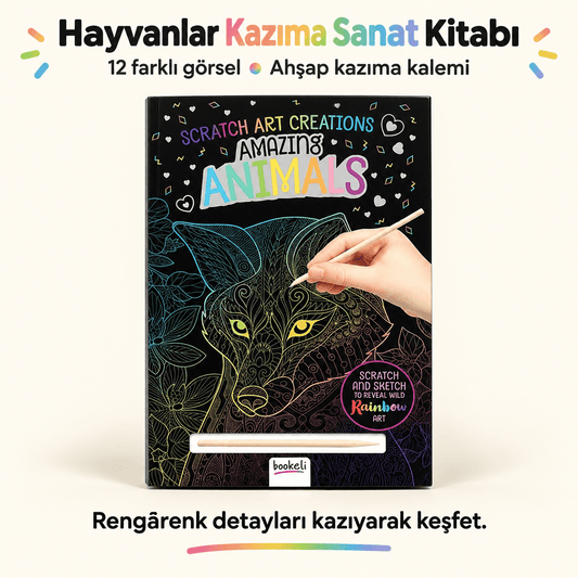 Luvoon™ Renkli Hayvanlar Kazıma Sanat Kitabı