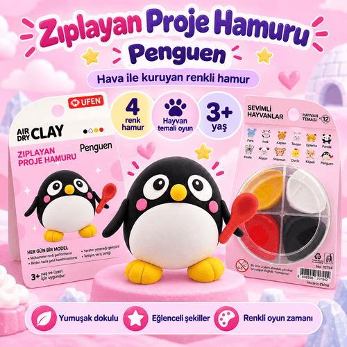 Luvoon™ Penguen Zıplayan Proje Hamuru