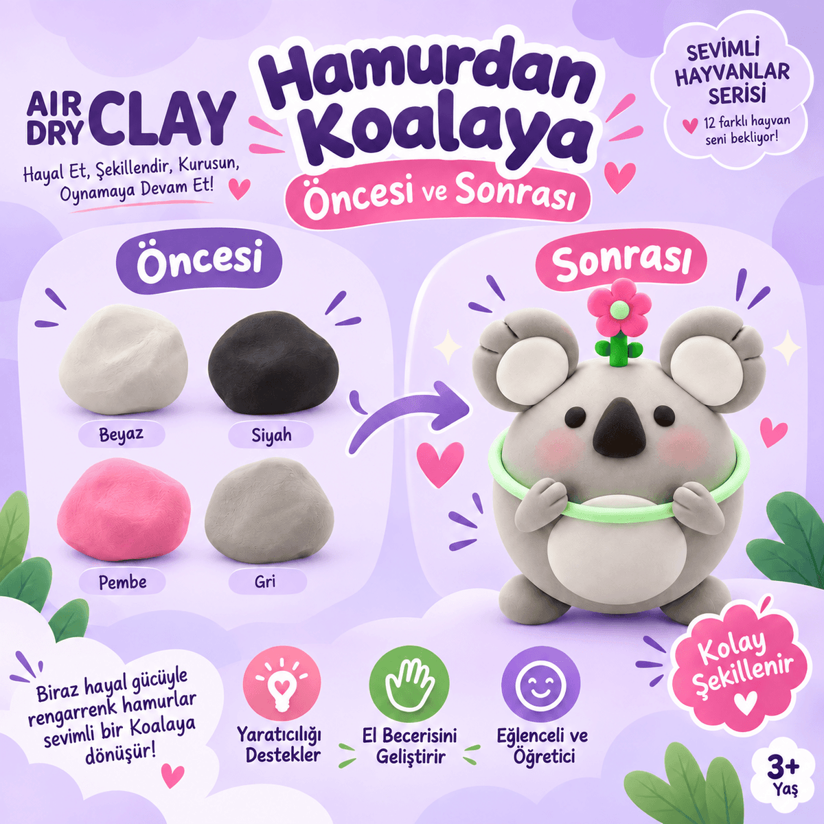 Luvoon™ Koala Zıplayan Proje Hamuru