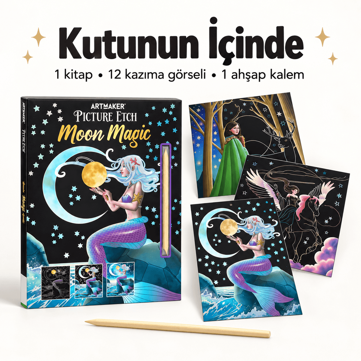 Luvoon™ Sihirli Ay Kazıma Sanat Kitabı
