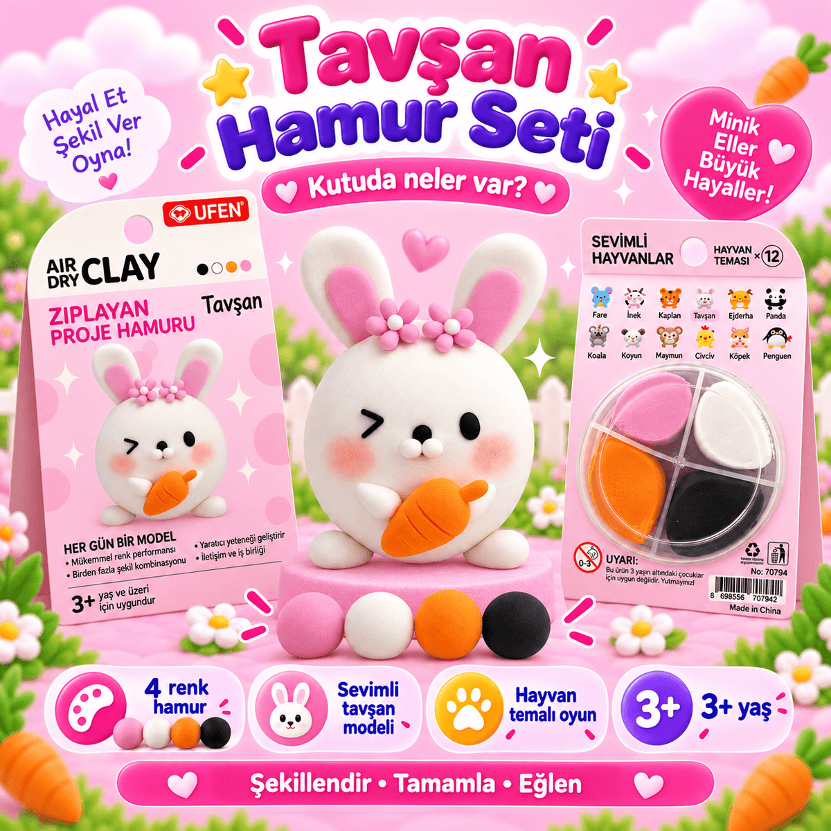 Luvoon™ Tavşan Zıplayan Proje Hamuru