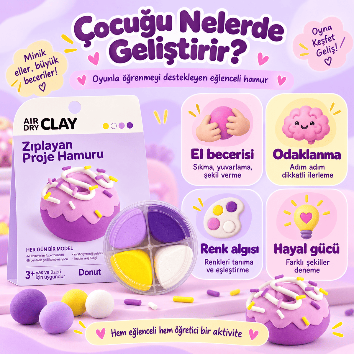 Luvoon™ Donut Zıplayan Proje Hamuru