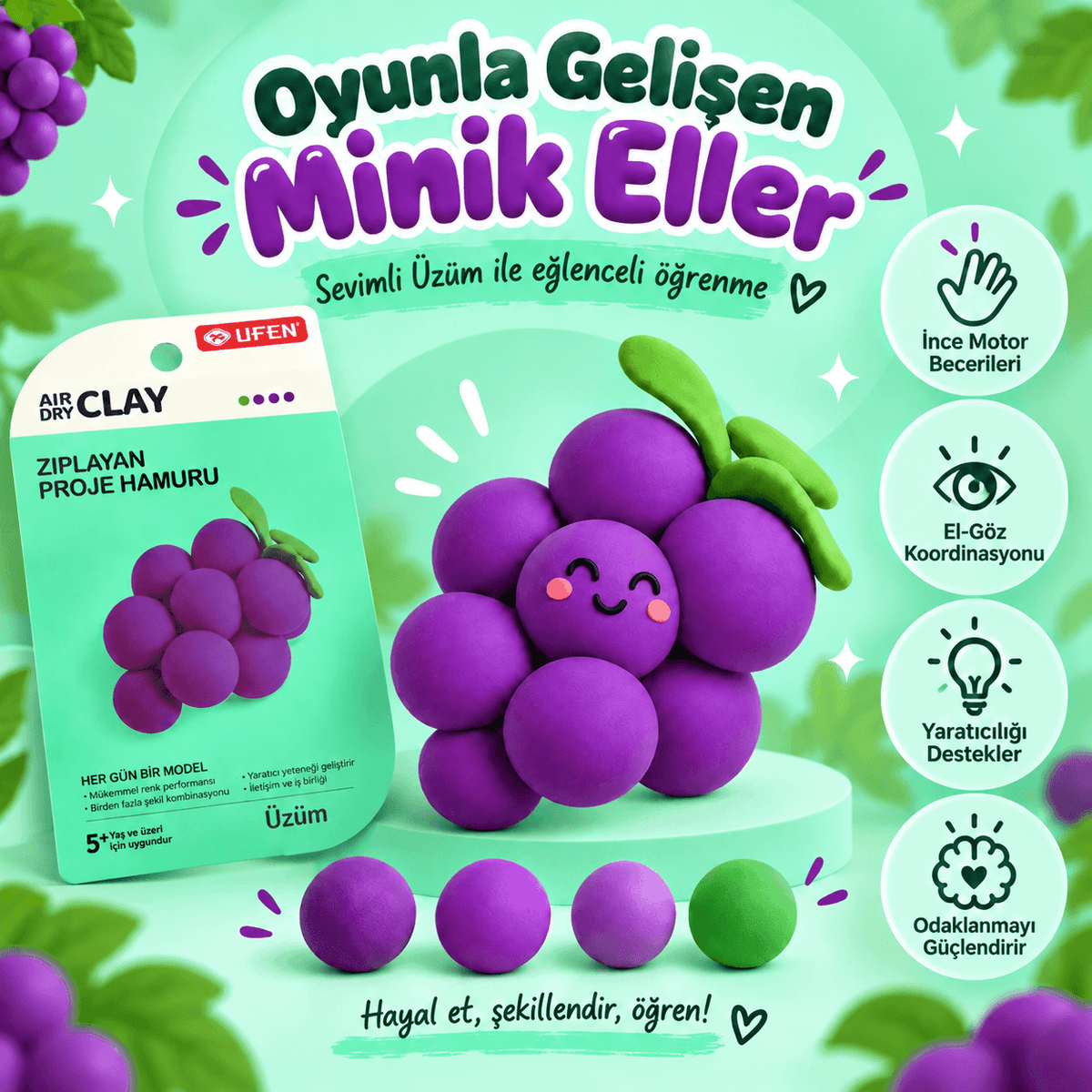 Luvoon™ Üzüm Zıplayan Proje Hamuru