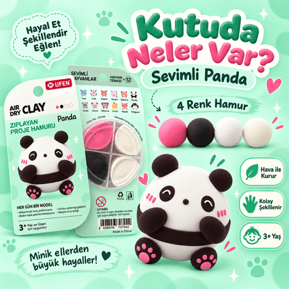 Luvoon™ Sevimli Panda Zıplayan Proje Hamuru
