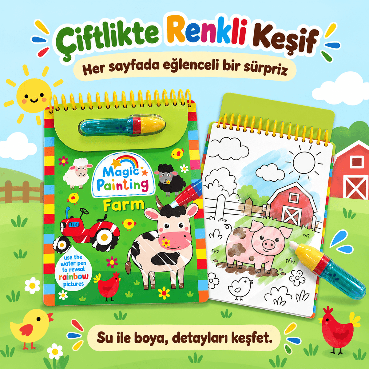 Luvoon™ Çiftlik Sihirli Su Boyama Kitabı