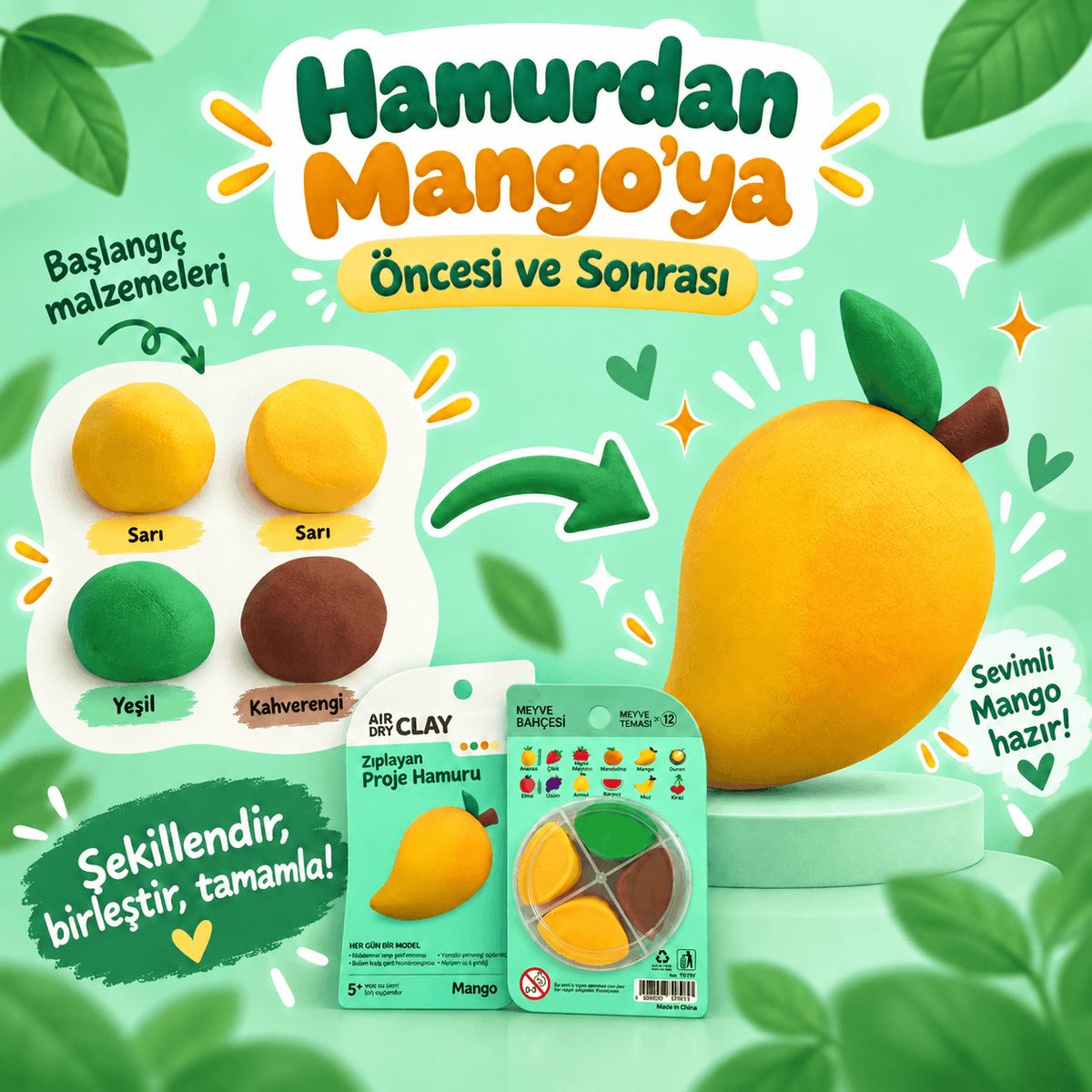 Luvoon™ Mango Zıplayan Proje Hamuru