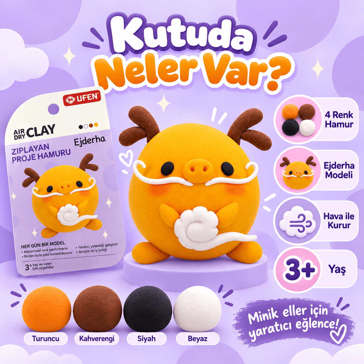 Luvoon™ Sevimli Ejderha Zıplayan Proje Hamuru