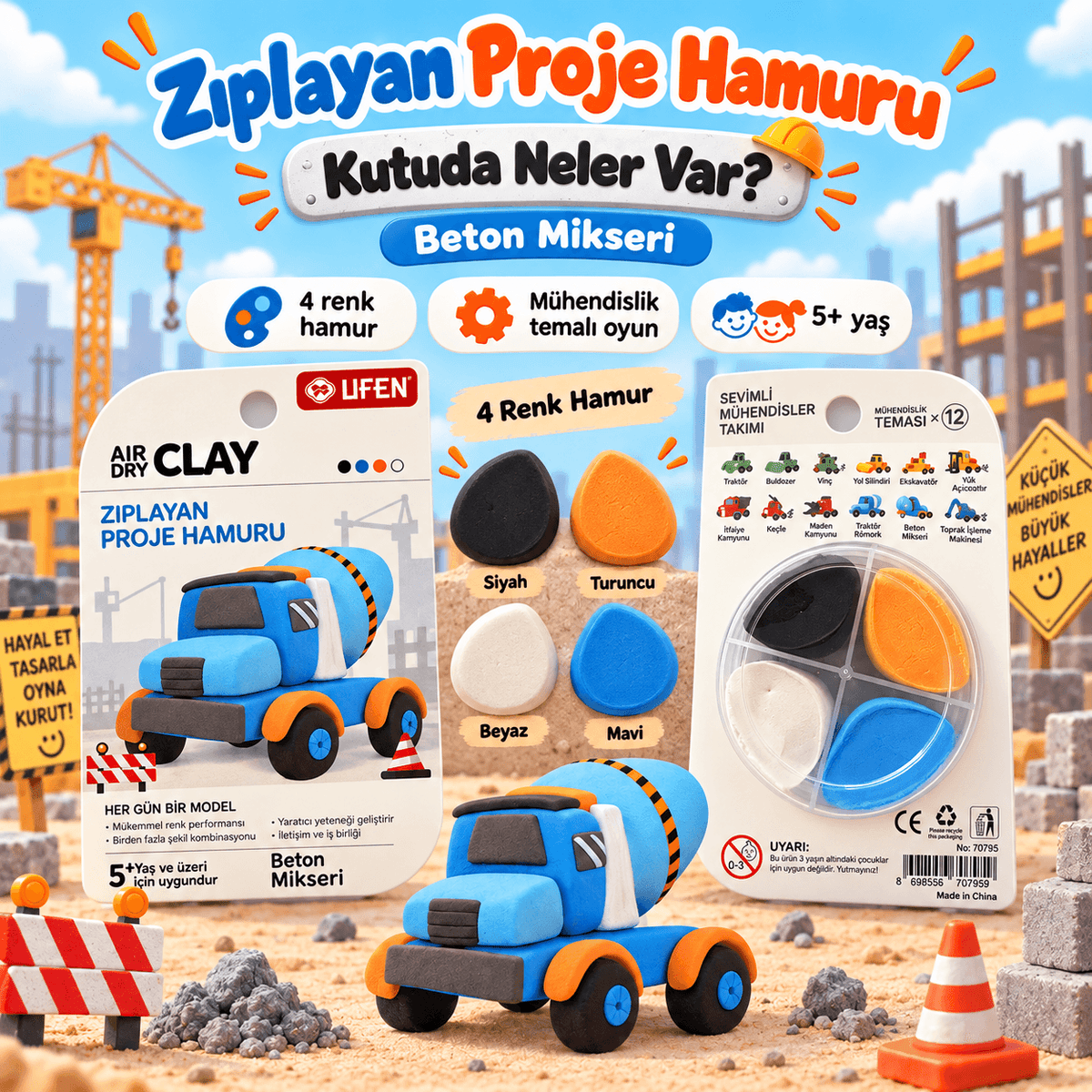 Luvoon™ Beton Mikseri Zıplayan Proje Hamuru