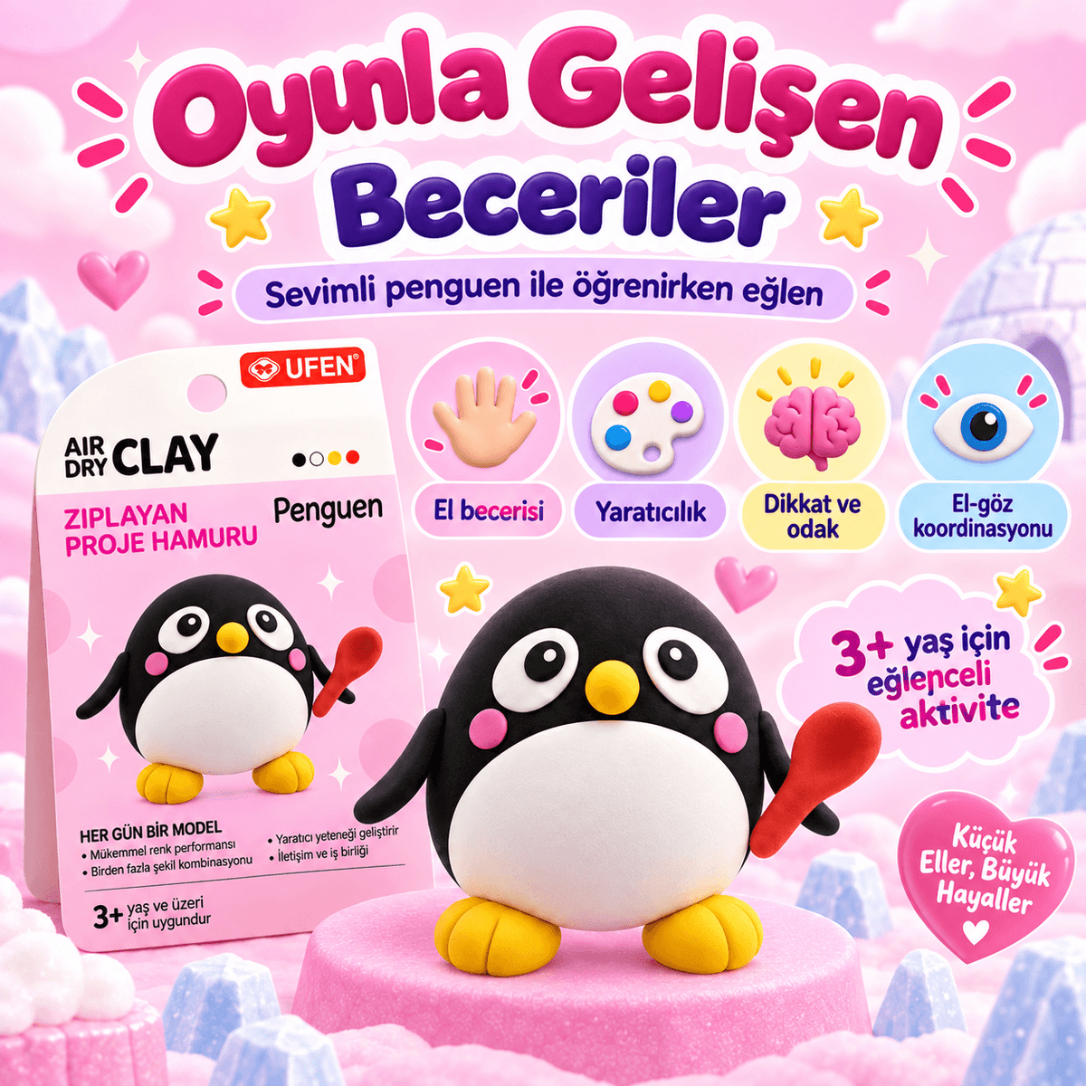 Luvoon™ Penguen Zıplayan Proje Hamuru