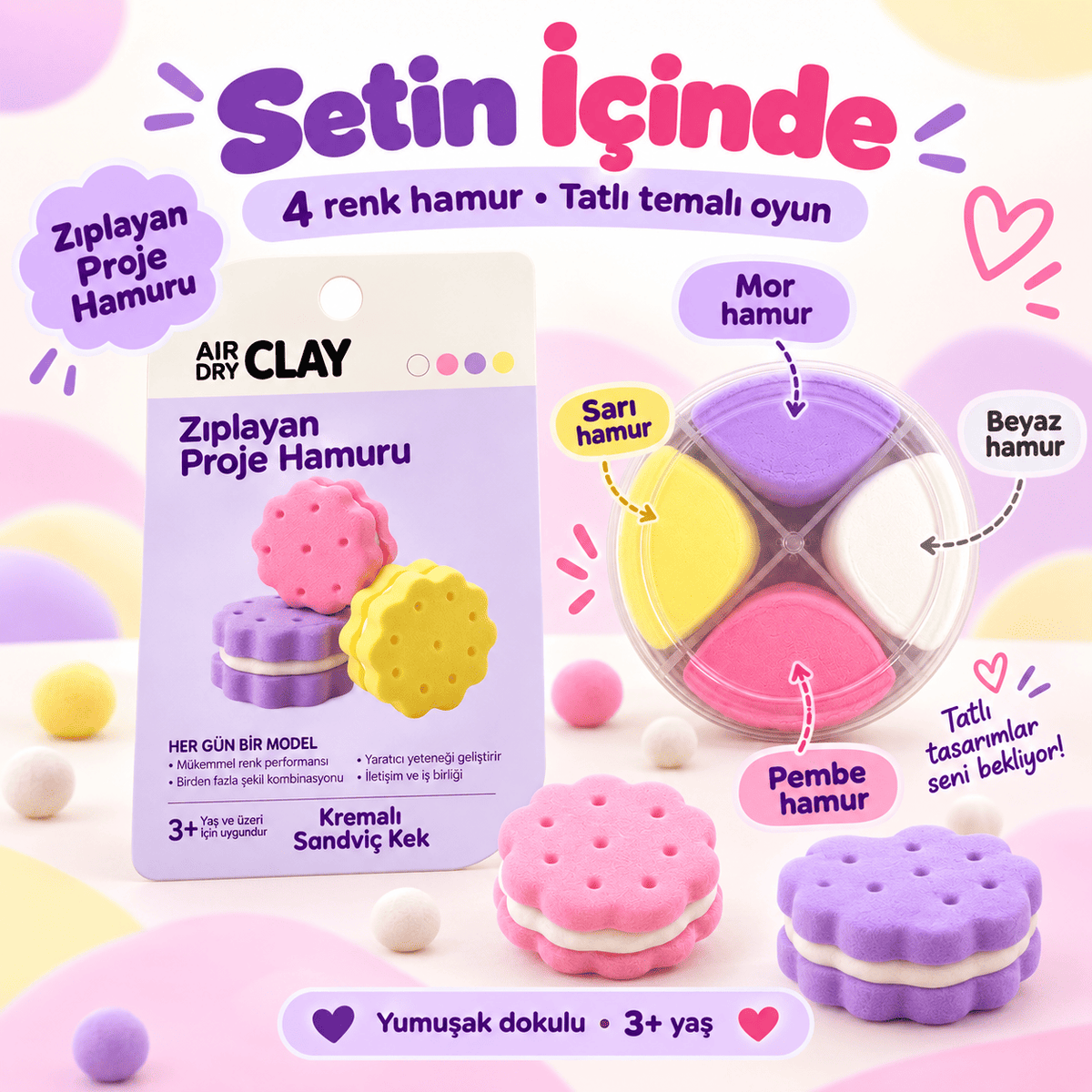 Luvoon™ Kremalı Sandviç Kek Zıplayan Proje Hamuru