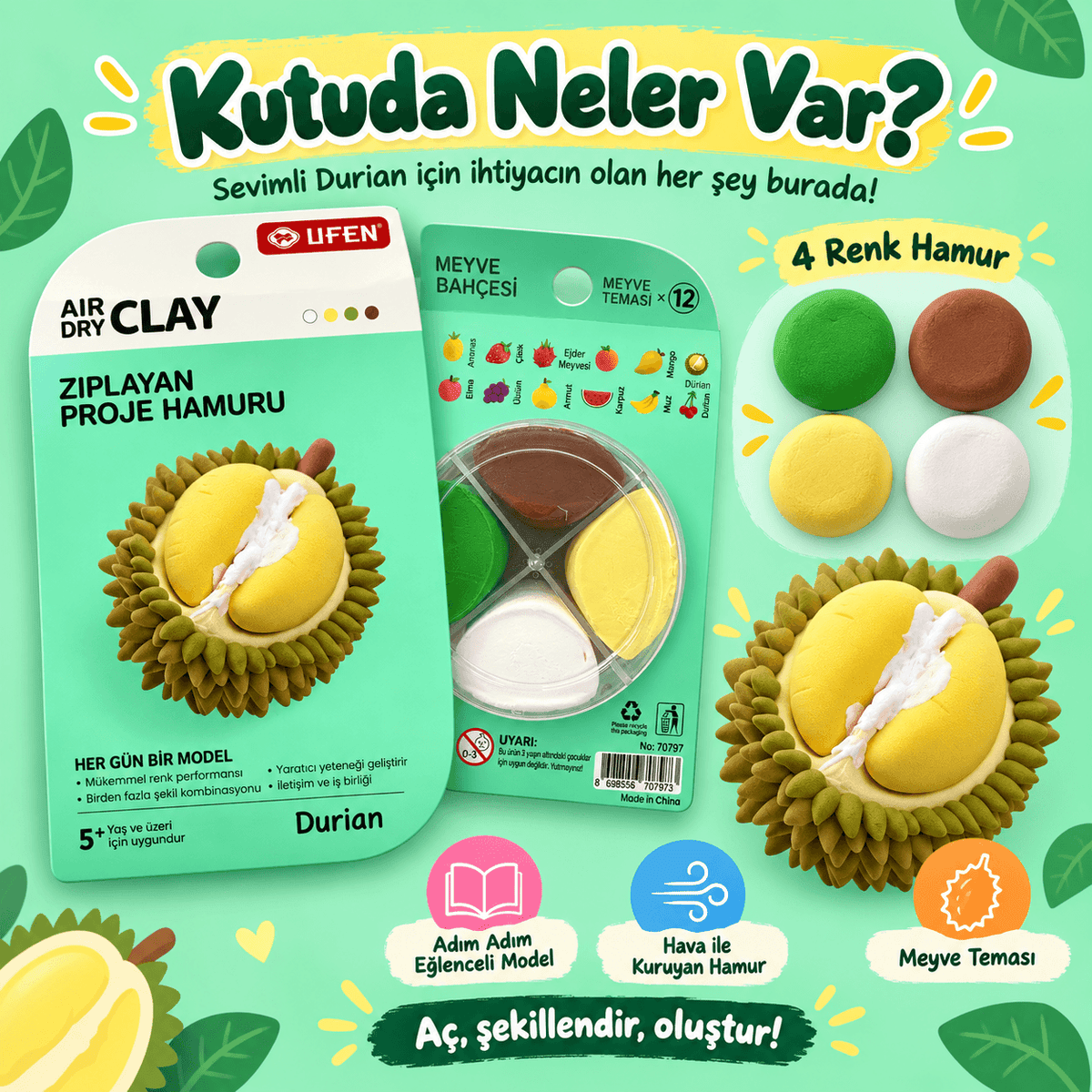 Luvoon™ Durian Zıplayan Proje Hamuru