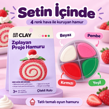 Luvoon™ Çilekli Rulo Zıplayan Proje Hamuru