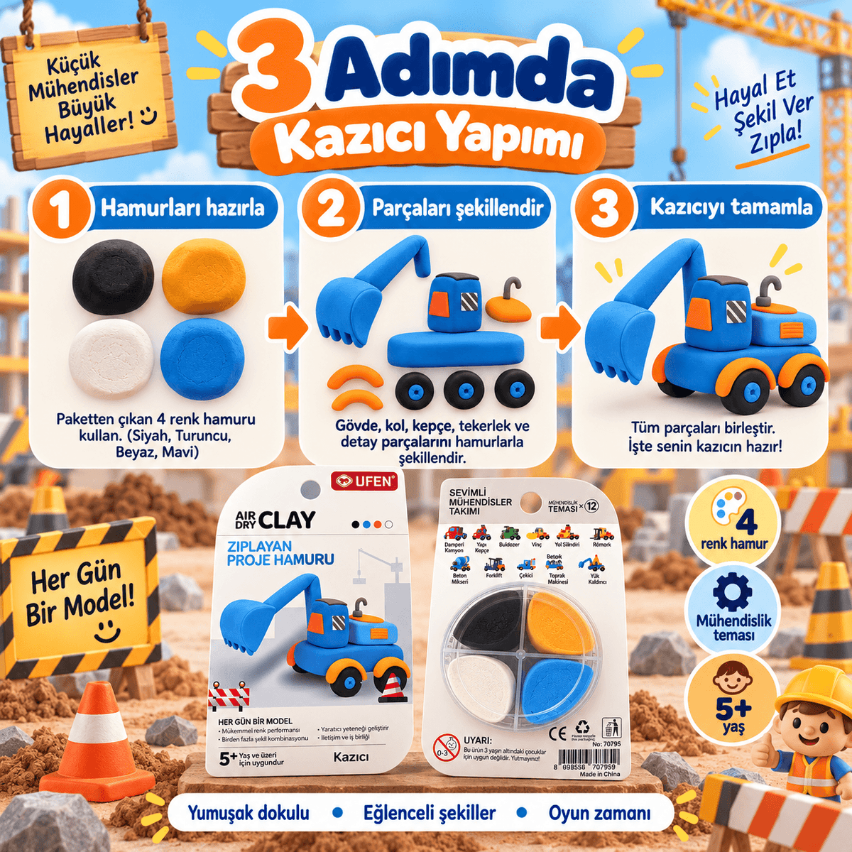 Luvoon™ Kazıcı Zıplayan Proje Hamuru
