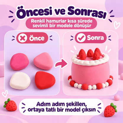 Luvoon™ Çilekli Kek Zıplayan Proje Hamuru