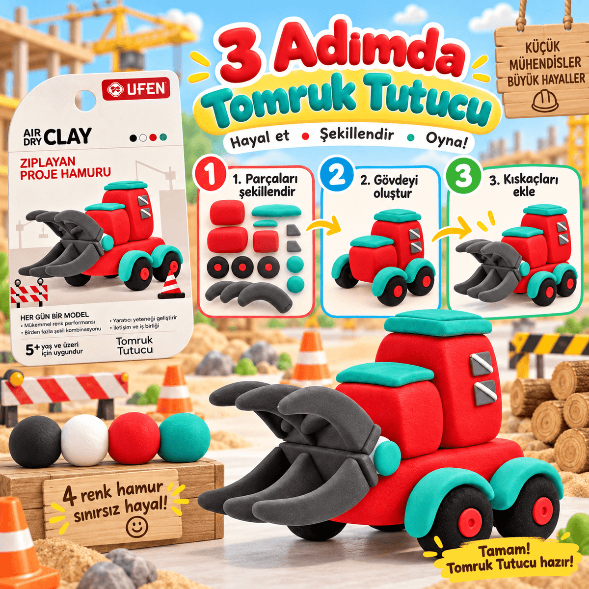 Luvoon™ Tomruk Tutucu Zıplayan Proje Hamuru