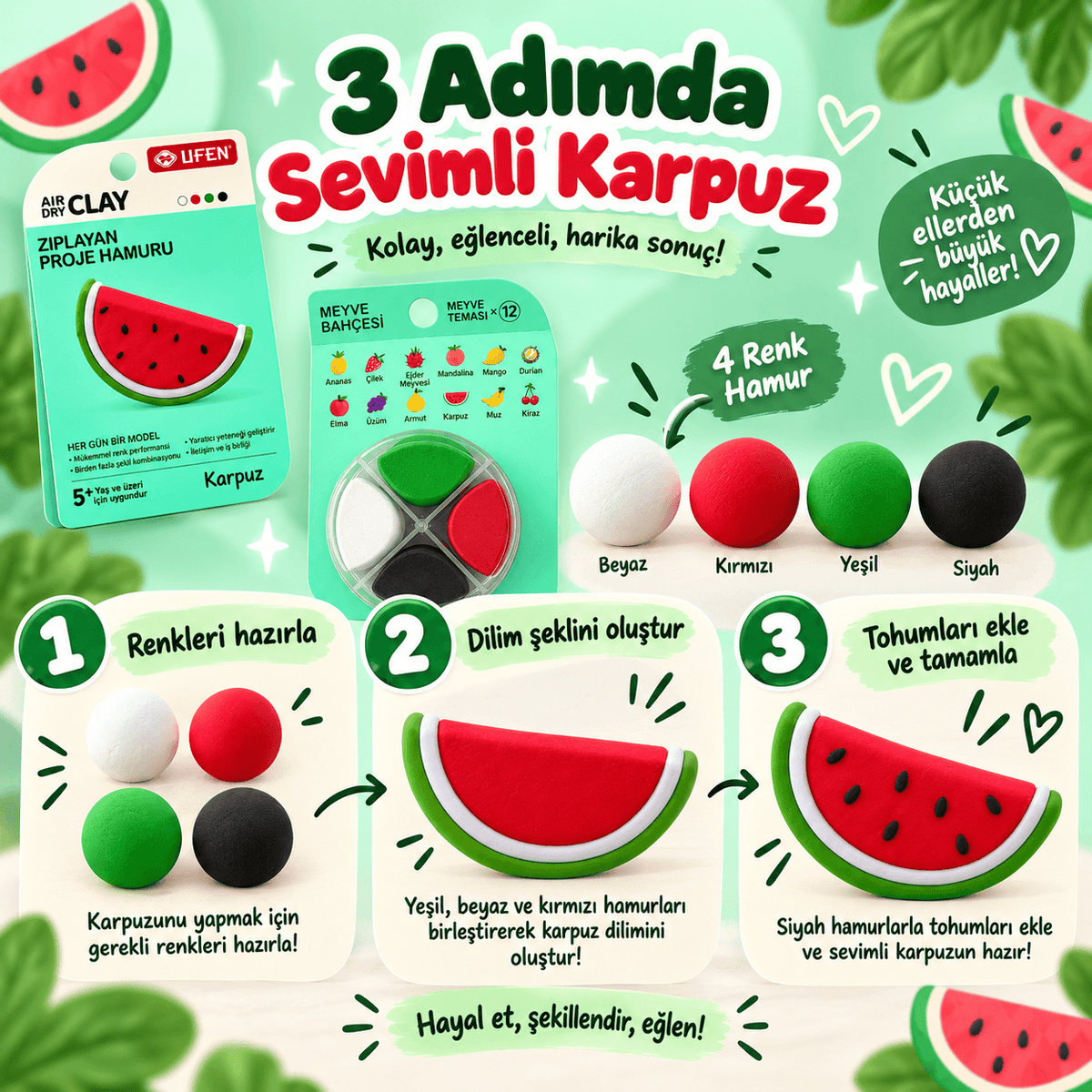 Luvoon™ Karpuz Zıplayan Proje Hamuru