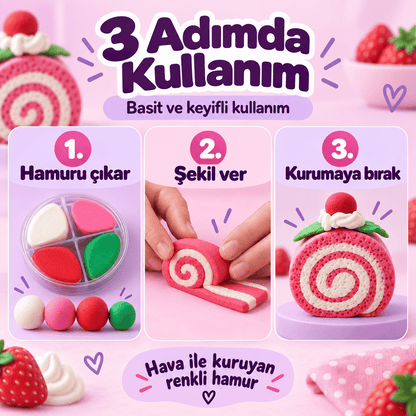 Luvoon™ Çilekli Rulo Zıplayan Proje Hamuru