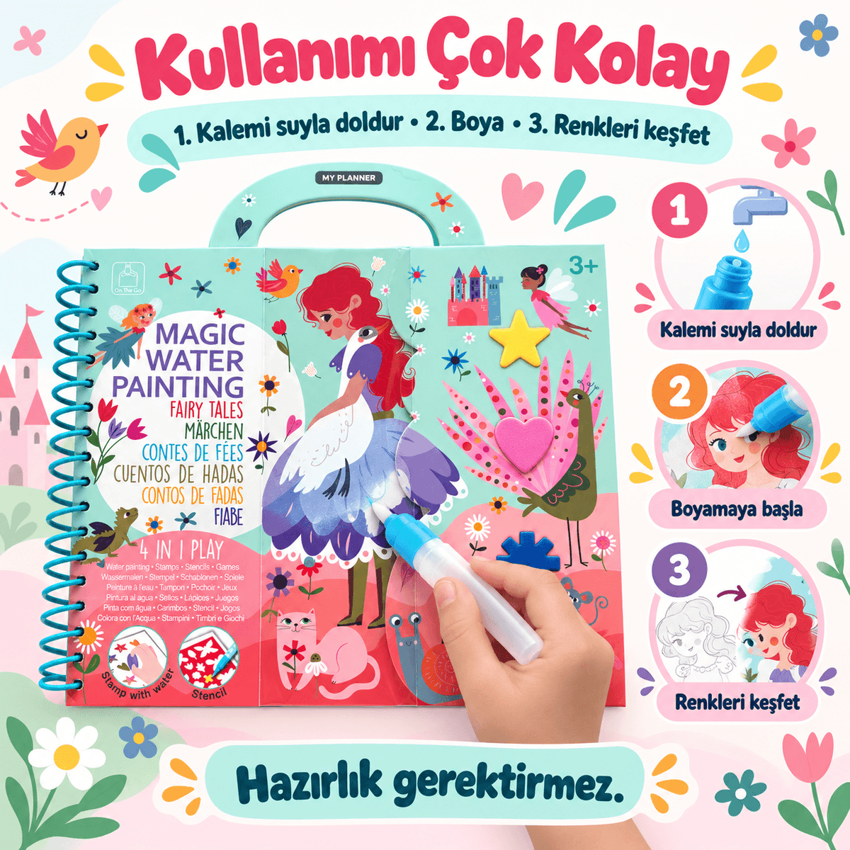 Luvoon™ Masal Dünyası Sihirli Su Boyama Aktivite Kitabı