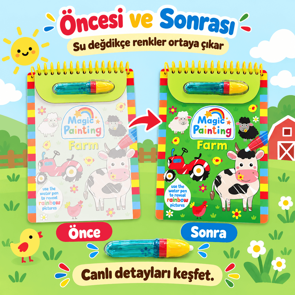 Luvoon™ Çiftlik Sihirli Su Boyama Kitabı