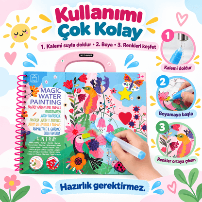 Luvoon™ Fantastik Bahçe ve Hayvanlar Sihirli Su Boyama Kitabı