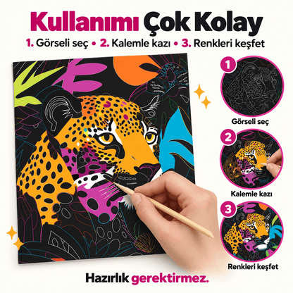 Luvoon™ Neon Hayvanlar Kazıma Sanat Kitabı