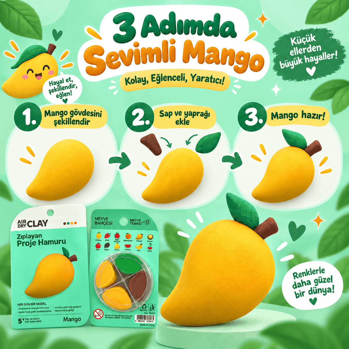 Luvoon™ Mango Zıplayan Proje Hamuru