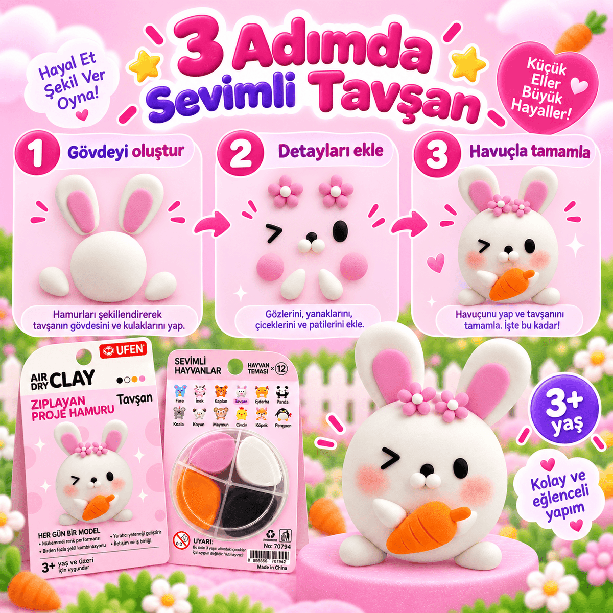 Luvoon™ Tavşan Zıplayan Proje Hamuru