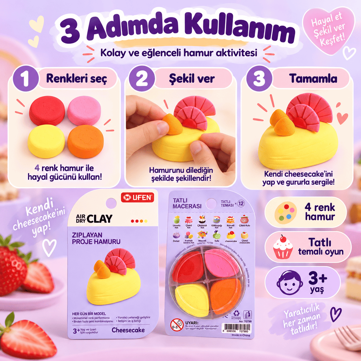 Luvoon™ Cheesecake Zıplayan Proje Hamuru