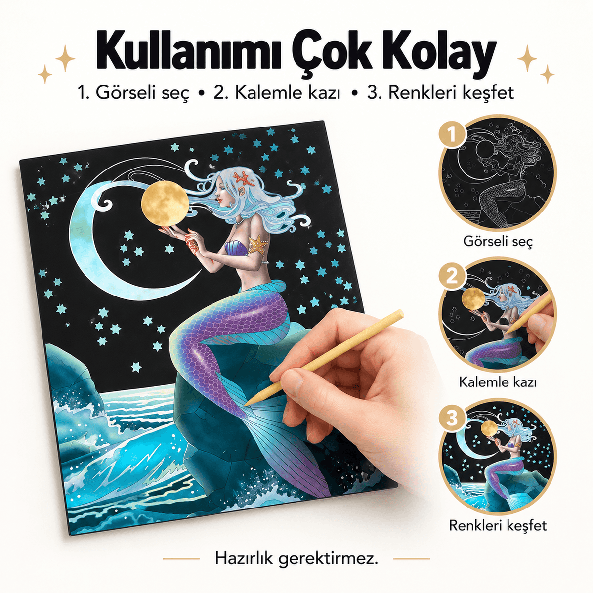 Luvoon™ Sihirli Ay Kazıma Sanat Kitabı