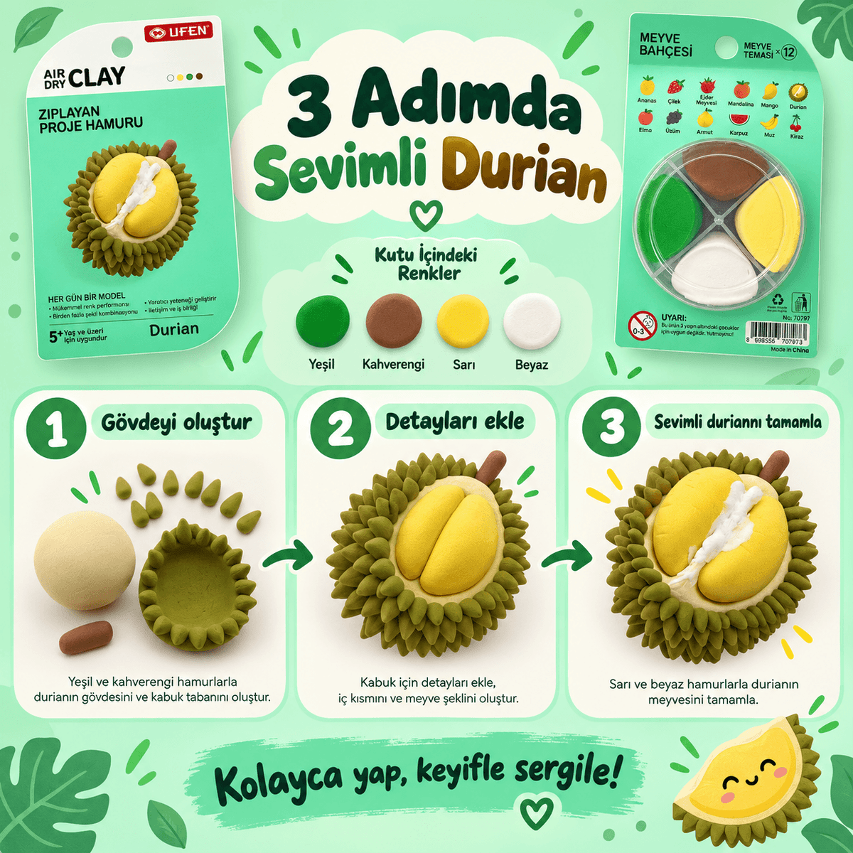 Luvoon™ Durian Zıplayan Proje Hamuru