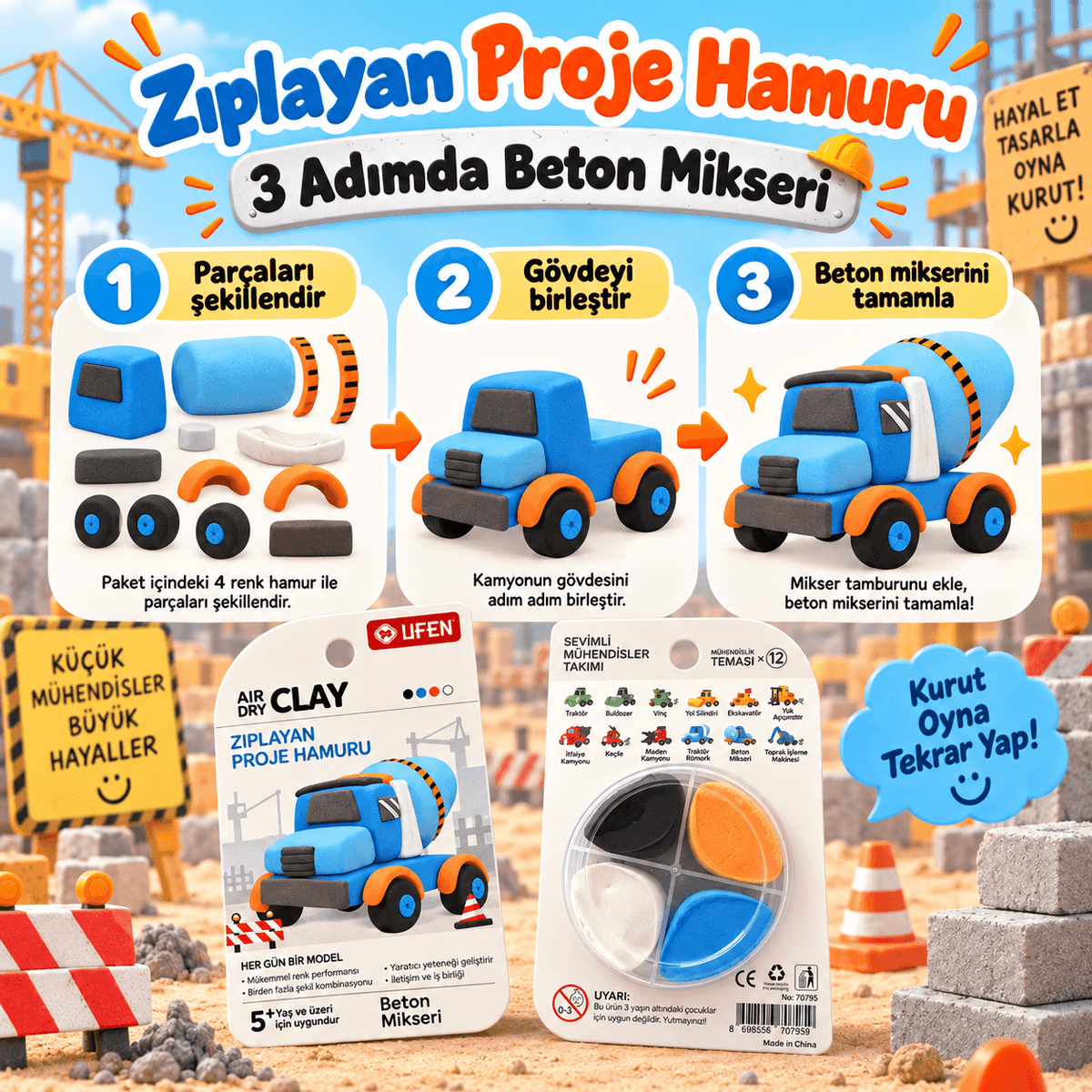 Luvoon™ Beton Mikseri Zıplayan Proje Hamuru