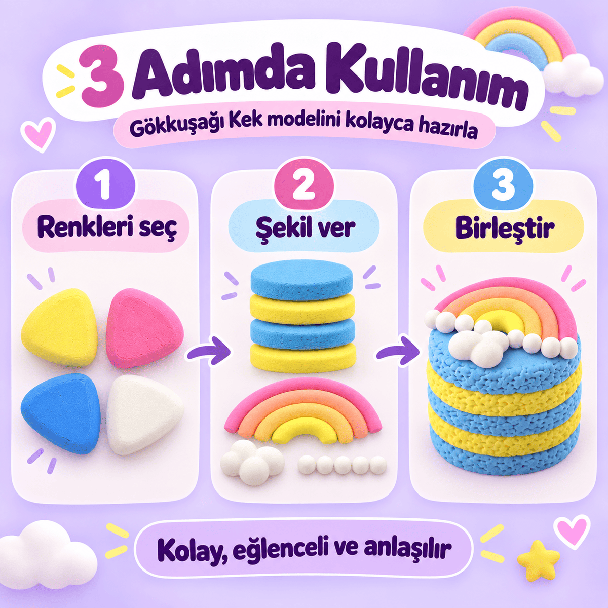 Luvoon™ Gökkuşağı Kek Zıplayan Proje Hamuru